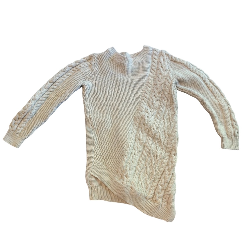 Kids Cream Cable Knit Metallic Shimmer Sweater Long Sleeve Pullover Ivory